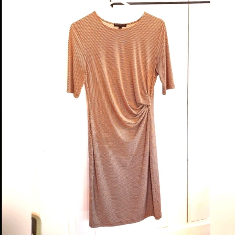 Banana Republic Brown Twist Sheath Midi Dress Sleeve Size M Very Good Condition - Picture 2 of 4